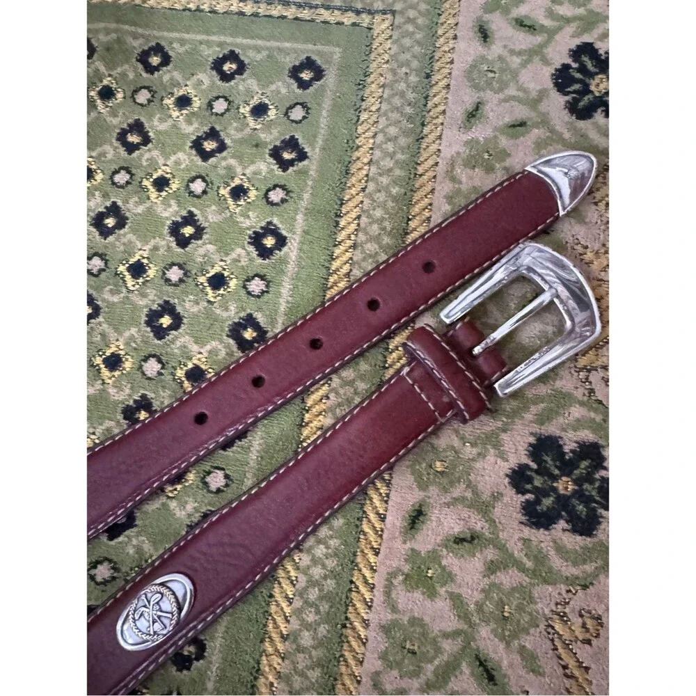 Fossil Austin Belt concho vintage brown leather silver buckle western size 36”